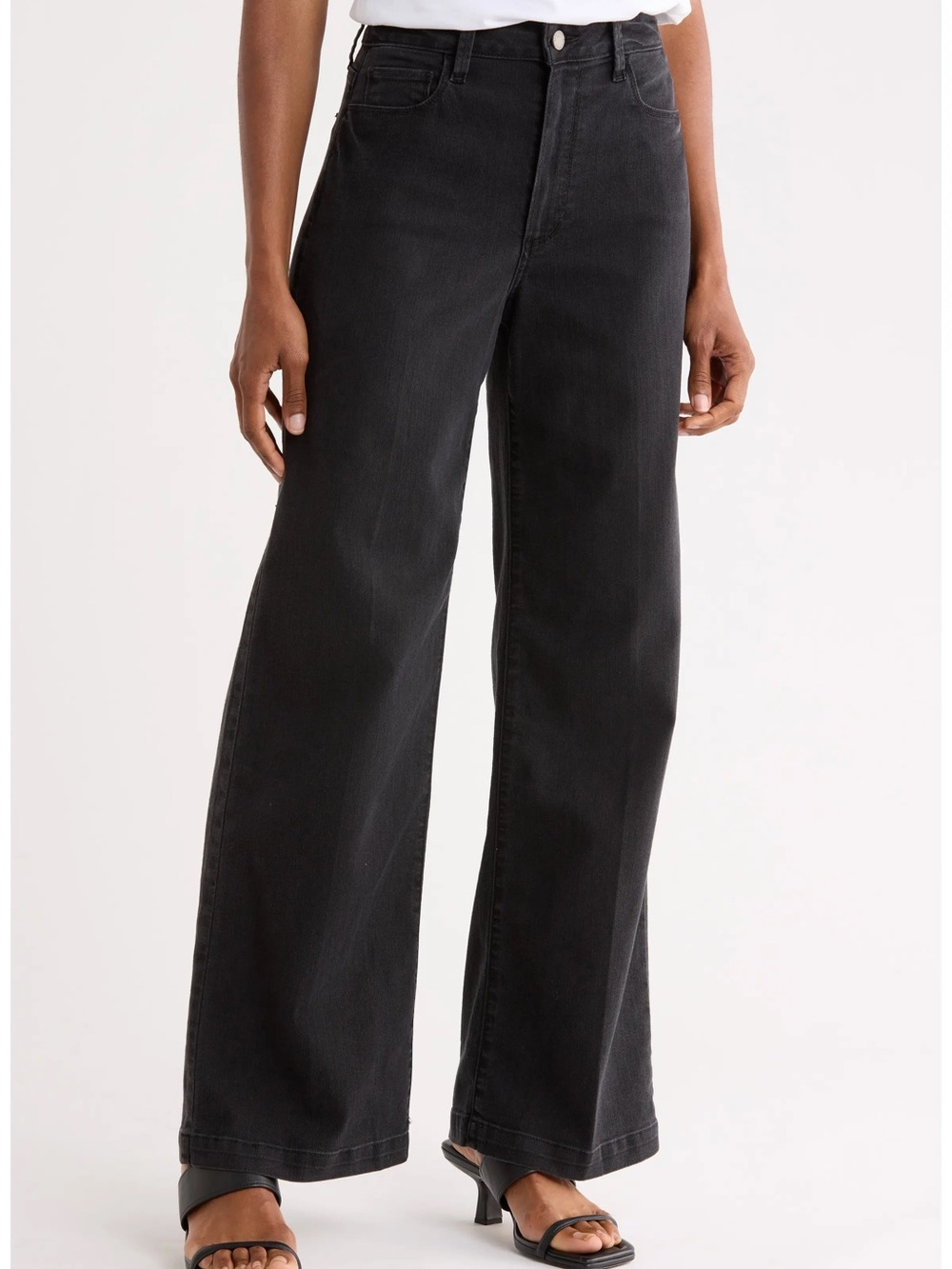 PAIGE Genesee Black Wide-Leg High-Rise Jeans